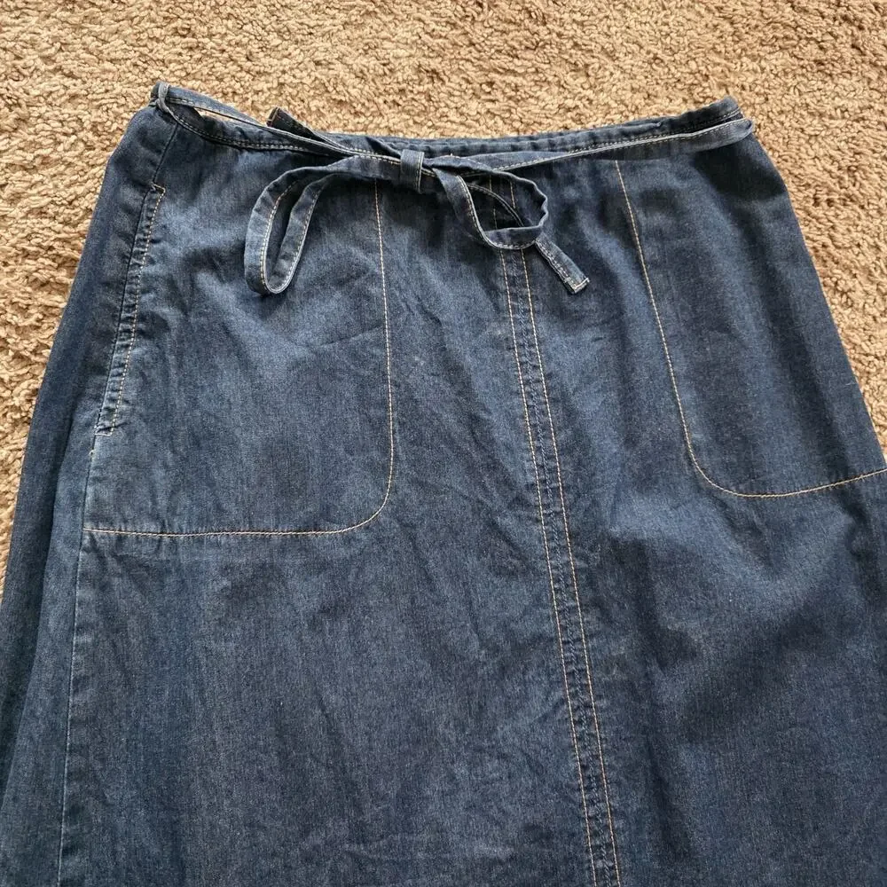 Vintage Old Navy Denim Wrap Skirt Womens 6 Y2K Minimalist Boho Beach